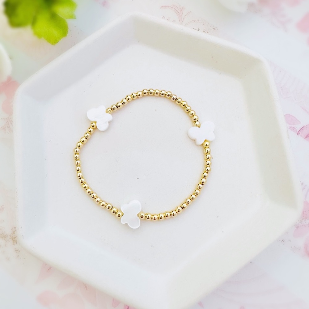 Mother of Pearl Butterfly Gold Bead Bracelet 🦋